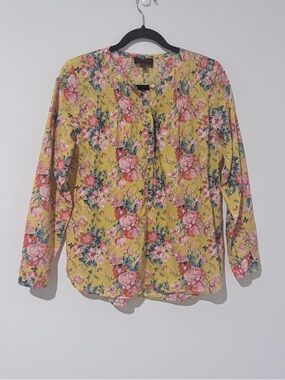 J. Crew Yellow Floral Long-Sleeve Blouse Size 6